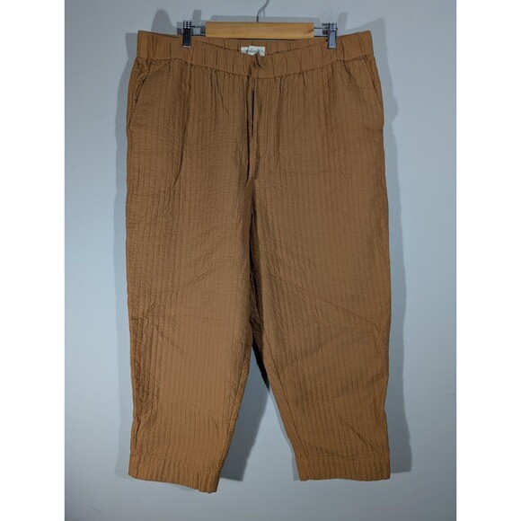 Madewell Womens Warm Hickory Quilted Pull On Tapered Pants Plus Sz XXL Lagenlook - Picture 1 of 9